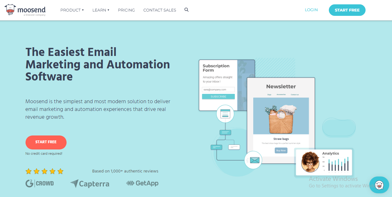 moosend landing Page
