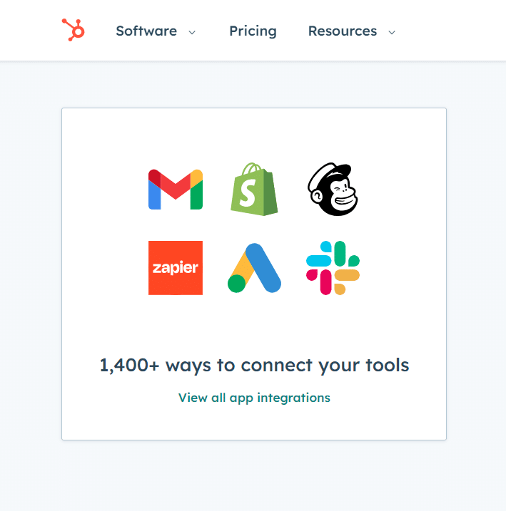 SugarCRM Vs. Vtiger Vs. Hubspot CRM: Hubspot CRM Integrations
