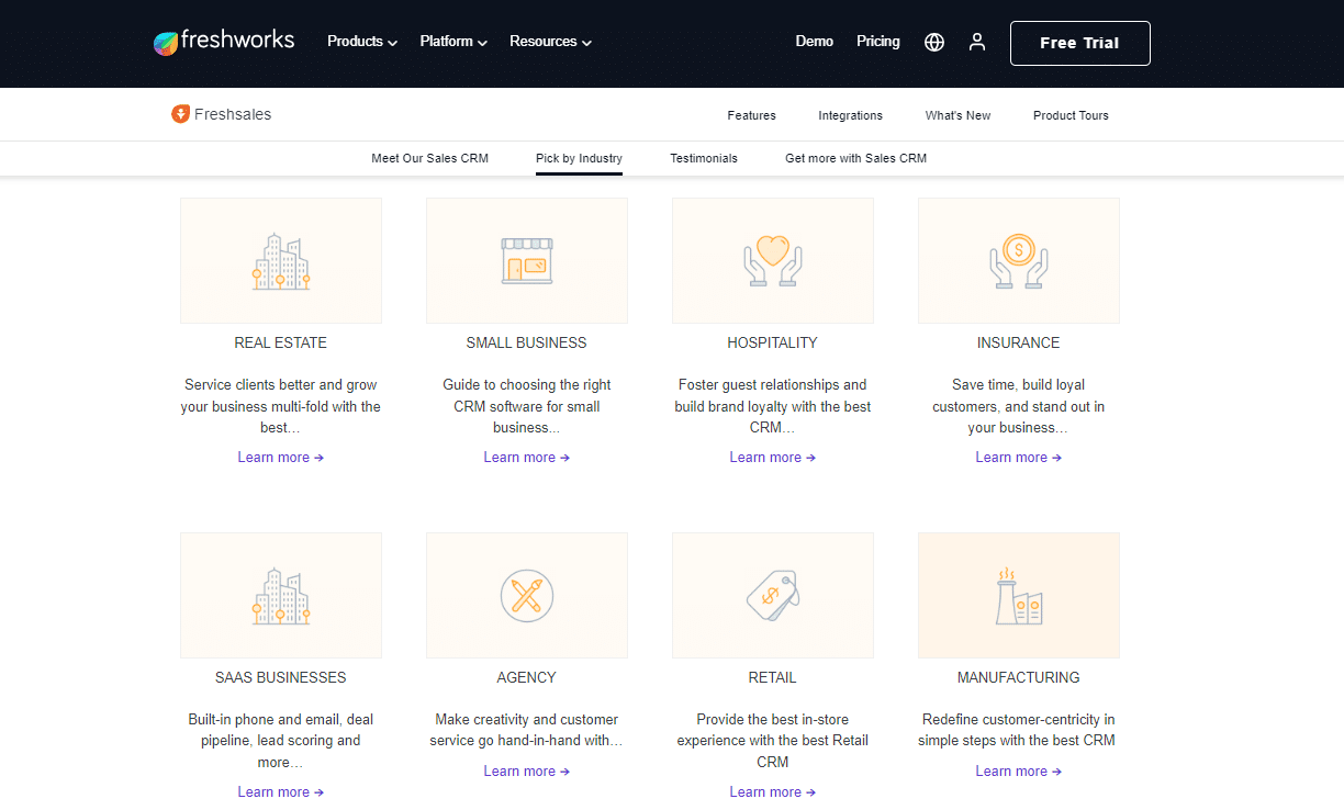 Freshsales vs. Nethunt CRM: Freshsales Industry