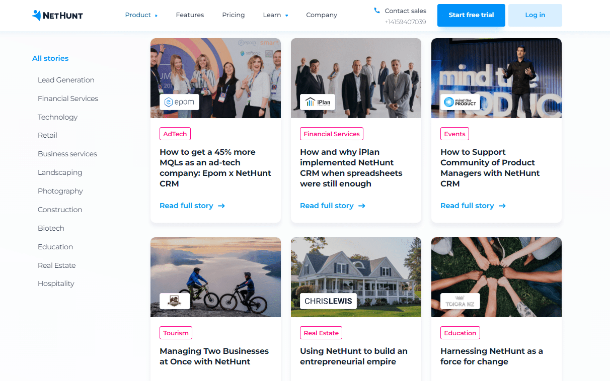 Freshsales vs. Nethunt CRM: Nethunt Industry